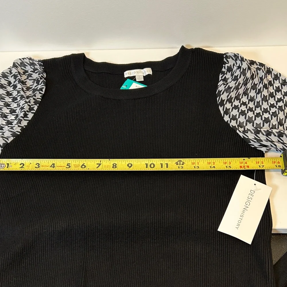 Design History Printed Houndstooth Chiffon Long Sleeve Sweater Women’s‎ Size - Picture 7 of 12